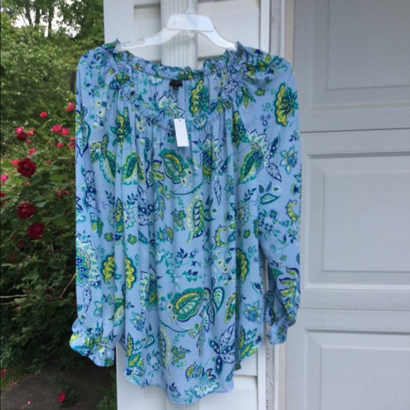 Talbots Tops - NWT Talbots Blue Peasant Style Multicolored Floral
